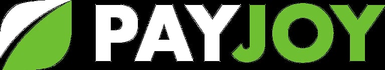 PayJoy logo with green leaf icon and white text on black background